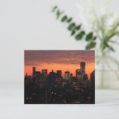 Lager Manhattan Skyline bij Twilight, Roze Sky A1 Briefkaart (Staand voorkant)