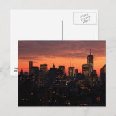 Lager Manhattan Skyline bij Twilight, Roze Sky A1 Briefkaart (Voorkant / Achterkant)