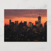 Lager Manhattan Skyline bij Twilight, Roze Sky A1 Briefkaart (Voorkant)