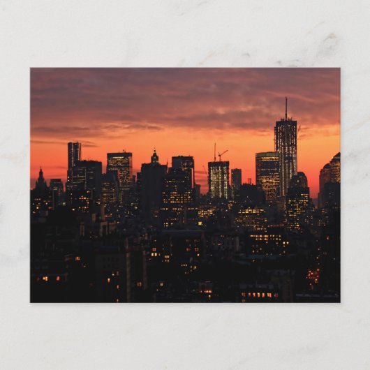 Lager Manhattan Skyline bij Twilight, Roze Sky A1 Briefkaart (Voorkant)