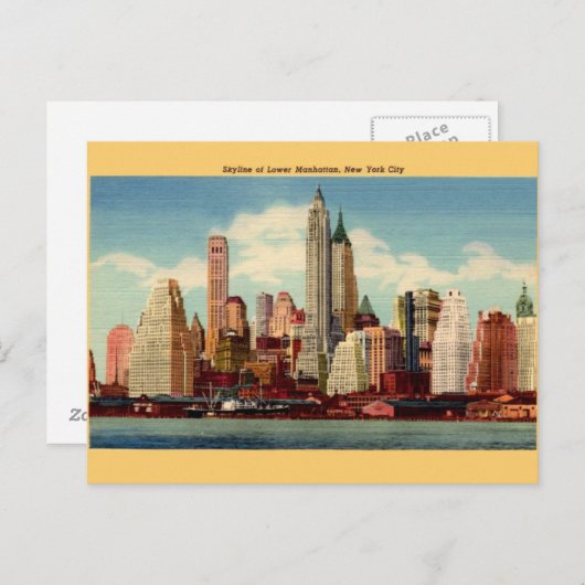  Lager Manhattan Skyline Post Card Briefkaart (Voorkant / Achterkant)