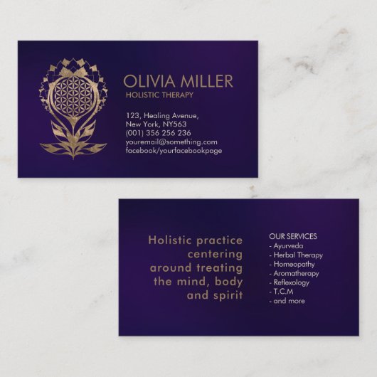 Lager - ornament van lotus - goud visitekaartje (Voorkant / Achterkant)