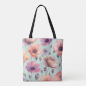 Lager stroomverbruik met pastelpapaverpatronen tote bag (Achterkant)