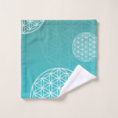 Lager van blauw/turkooizen bad handdoek (Wasdoekje)