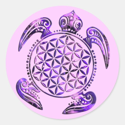 Lager van het leven / Blume des Lebens - paars van Ronde Sticker (Voorkant)