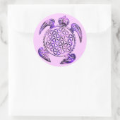 Lager van het leven / Blume des Lebens - paars van Ronde Sticker (Tas)
