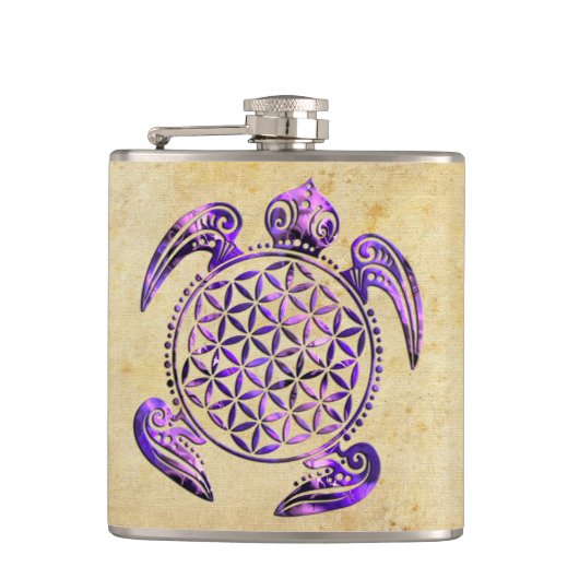 Lager van het leven / Blume des Lebens - schildpad Heupfles (Voorkant)