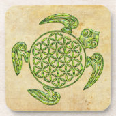 Lager van het leven / Blume des Lebens - schildpad Onderzetter (Voorkant)