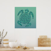 Lager van het leven / Blume des Lebens turquoise Poster (Keuken)