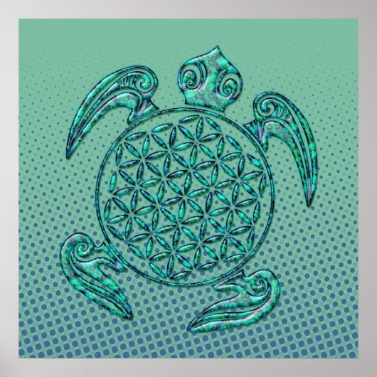 Lager van het leven / Blume des Lebens turquoise Poster (Voorkant)