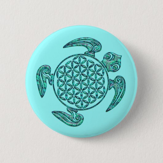 Lager van het leven / Blume des Lebens turquoise Ronde Button 5,7 Cm (Voorkant)