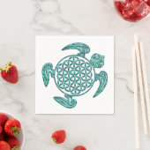 Lager van het leven / Blume des Lebens turquoise Servetten (Insitu)
