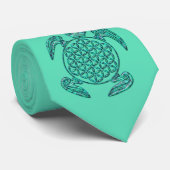 Lager van het leven / Blume des Lebens turquoise Stropdas (Opgerold)