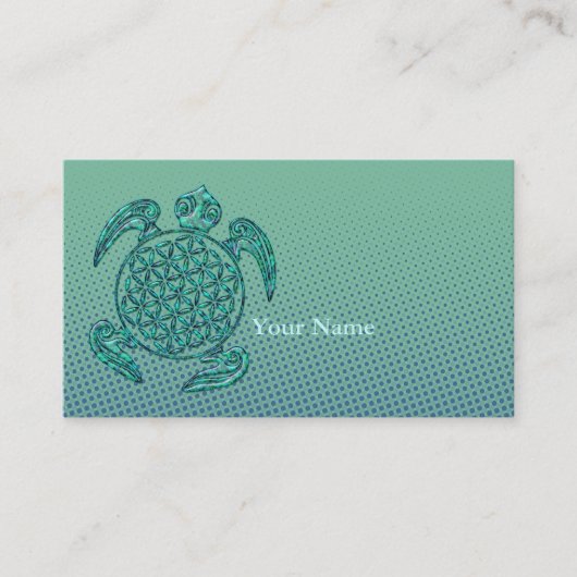 Lager van het leven / Blume des Lebens turquoise Visitekaartje (Voorkant)