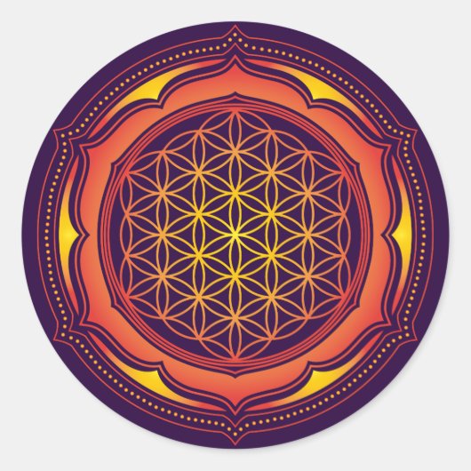 Lager van het leven, Lotus, Geometry Sacred, Boedd Ronde Sticker (Voorkant)