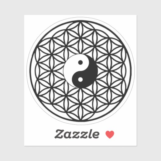 Lager van leven, bang geometrie, yin yang sticker (Vel)