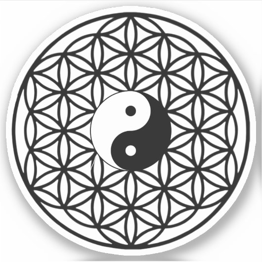 Lager van leven, bang geometrie, yin yang sticker (Voorkant)