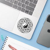 Lager van leven, bang geometrie, yin yang sticker (Laptop met iPhone)