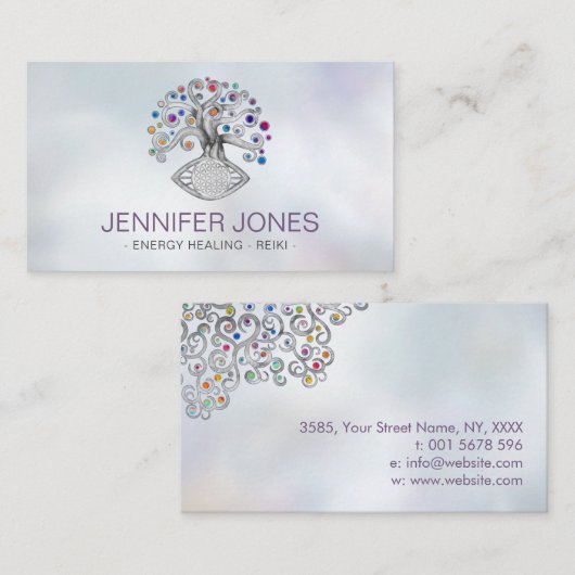 Lager van leven - boom van leven - kleurrijke blad visitekaartje (Voorkant / Achterkant)