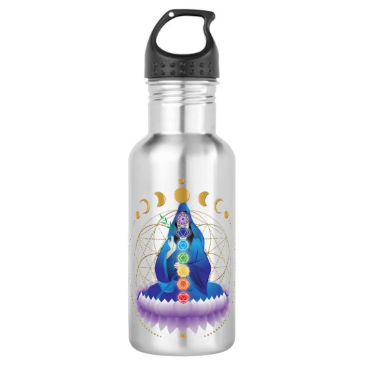 Lager van leven, chakra, godin v2 waterfles (Voorkant)