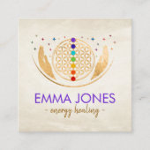 Lager van leven, genezende handen, chakras vierkante visitekaartje (Voorkant)