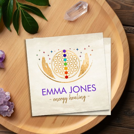 Lager van leven, genezende handen, chakras vierkante visitekaartje