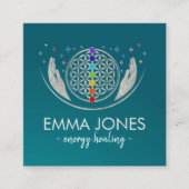 Lager van leven, genezende handen, chakras vierkante visitekaartje (Voorkant)