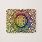 Lager van leven Lotus Om Yoga Meditation Mandala Legpuzzel (Horizontaal)