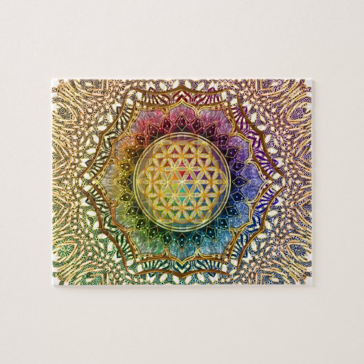 Lager van leven Lotus Om Yoga Meditation Mandala Legpuzzel (Horizontaal)