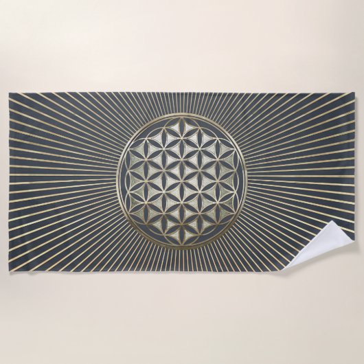 Lager van metaalhoudende inpersingen strandlaken (Voorkant)