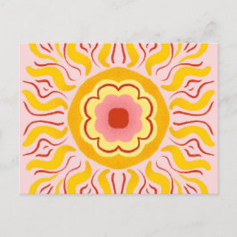 Lager zonlicht - geel en pastelroze briefkaart