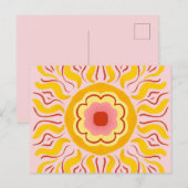 Lager zonlicht - geel en pastelroze briefkaart (Voorkant / Achterkant)