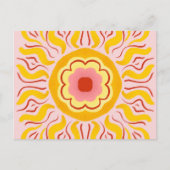 Lager zonlicht - geel en pastelroze briefkaart (Voorkant)