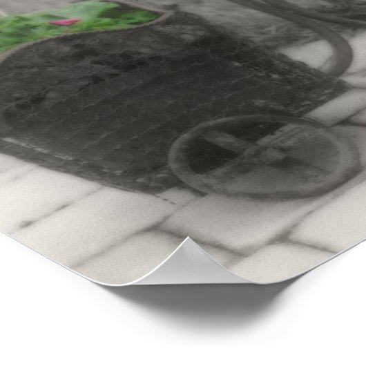 Lager zwarte fiets en witte gedeeltelijke kleur poster (Hoek)