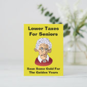 Lagere belastingen voor senioren briefkaart (Staand voorkant)