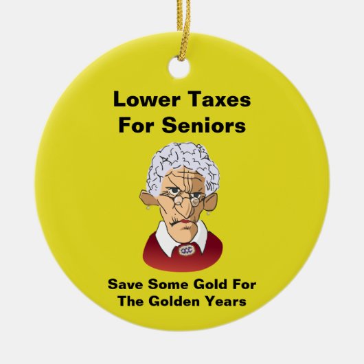 Lagere belastingen voor senioren keramisch ornament (Voorkant)