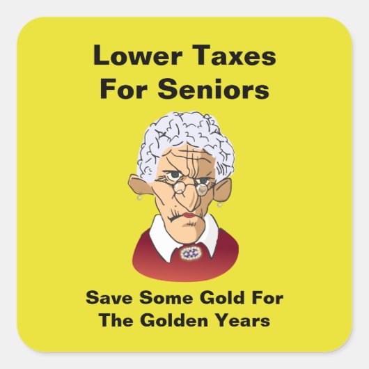 Lagere belastingen voor senioren vierkante sticker (Voorkant)