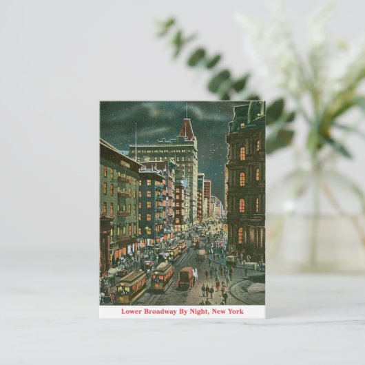 Lagere Broadway van Night Briefkaart (Staand voorkant)