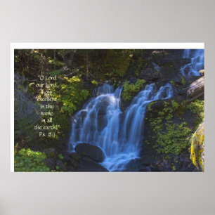 Lagere Herfsten maken HDR-afdruk waterval met scri Poster