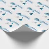 Lagere skier op wit cadeaupapier (Hoek)