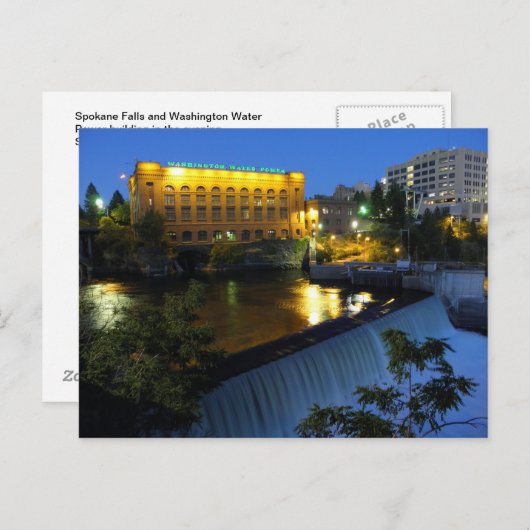 Lagere Spokane Herfsten en Washington Water Power. Briefkaart (Voorkant / Achterkant)