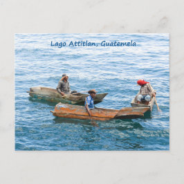 Lago Atitlan vissers op het briefkaart van het mee