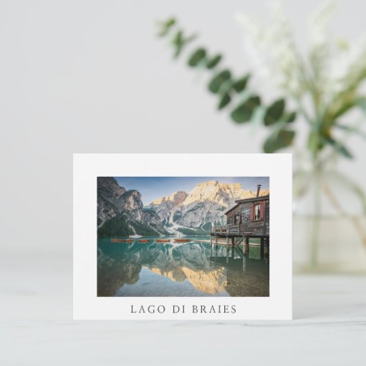 Lago di Braies in de Dolomieten in Italië Briefkaart (Staand voorkant)