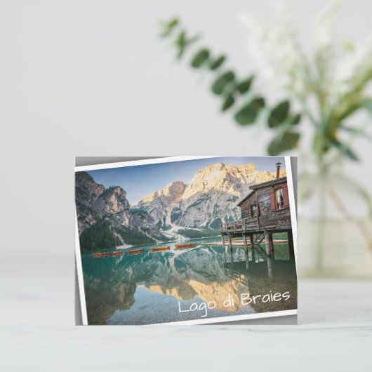 Lago di Braies in de Dolomieten in Italië Briefkaart (Staand voorkant)