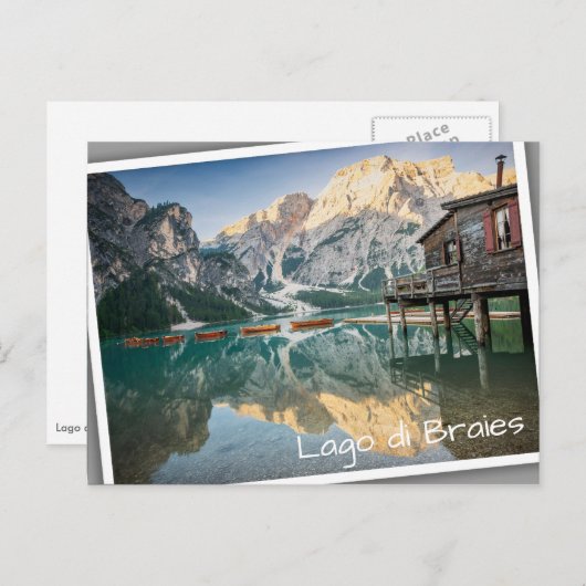 Lago di Braies in de Dolomieten in Italië Briefkaart (Voorkant / Achterkant)