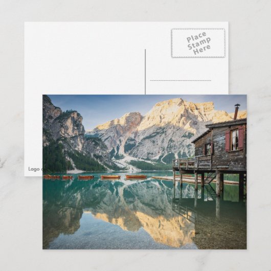 Lago di Braies in de Dolomieten in Italië Briefkaart (Voorkant / Achterkant)