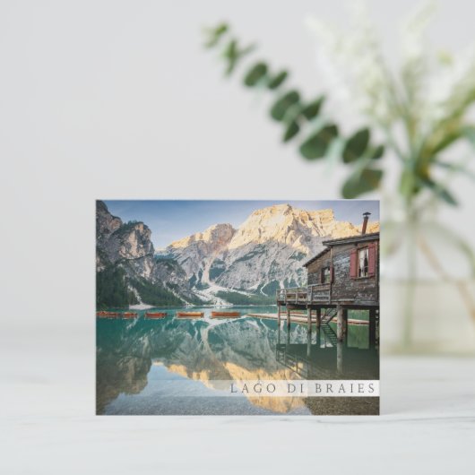 Lago di Braies in de Dolomieten in Italië Briefkaart (Staand voorkant)