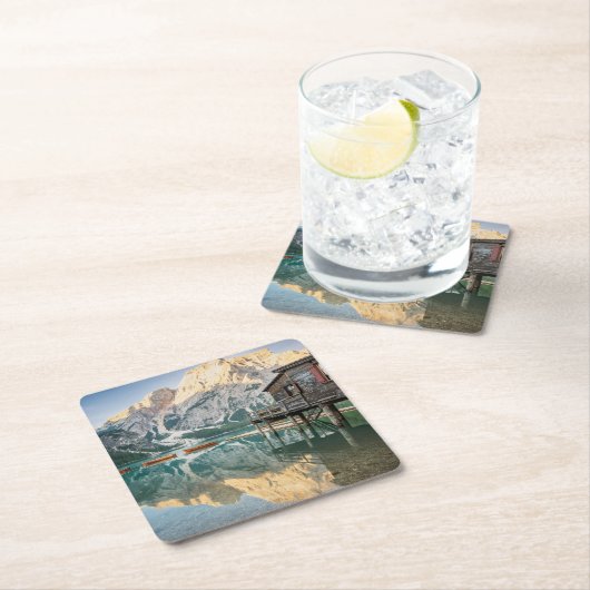 Lago di Braies in de Dolomieten in Italië Kartonnen Onderzetters (Insitu)