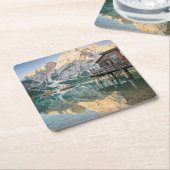 Lago di Braies in de Dolomieten in Italië Kartonnen Onderzetters (Schuin)