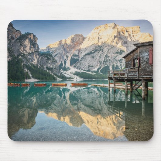 Lago di Braies in de Dolomieten in Italië Muismat (Voorkant)